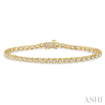 2 Ctw Round Cut Diamond Tennis Tulip Bracelet in 14K Yellow Gold